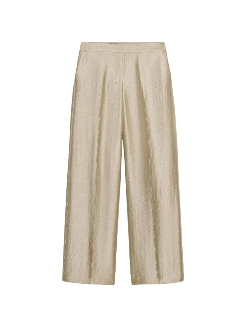 Zara High-Waisted Straight Leg Pant Soft Gold NWT Size S - Picture 3 of 5